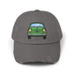 Distressed Cap — Retro Green Car Graphic Hat Hats Printify Nickel One size