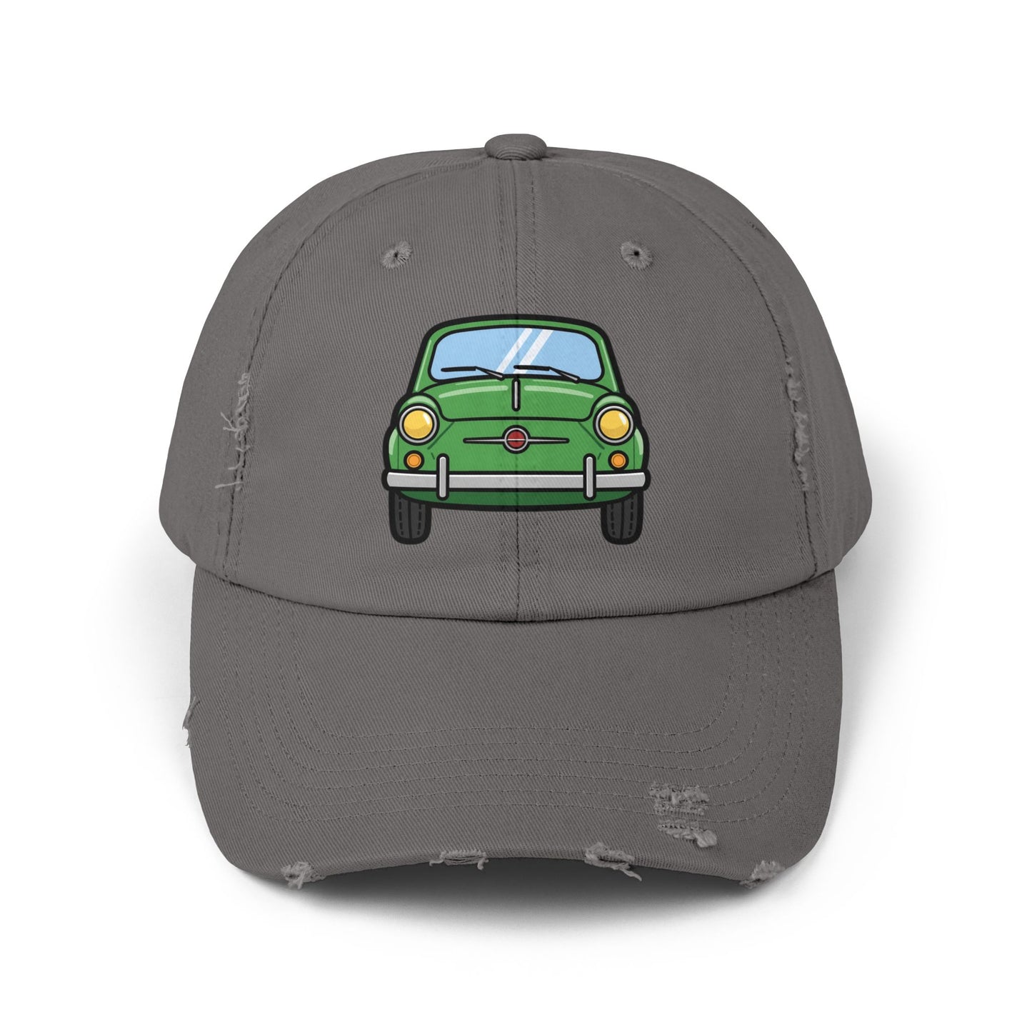 Distressed Cap — Retro Green Car Graphic Hat Hats Printify Nickel One size