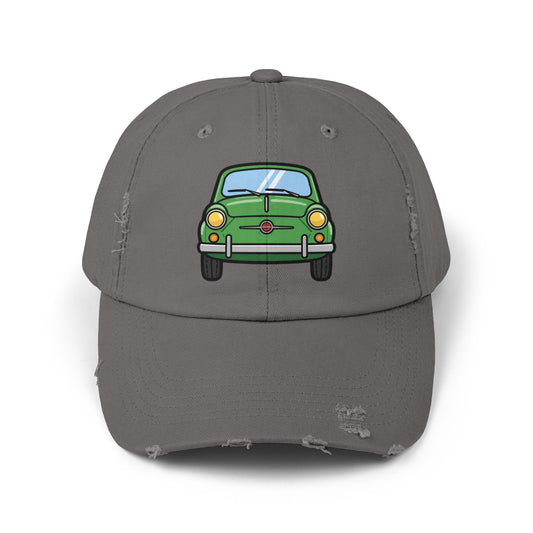 Distressed Cap — Retro Green Car Graphic Hat Hats Printify Nickel One size
