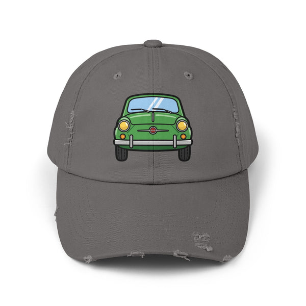 Distressed Cap — Retro Green Car Graphic Hat Hats Printify Nickel One size