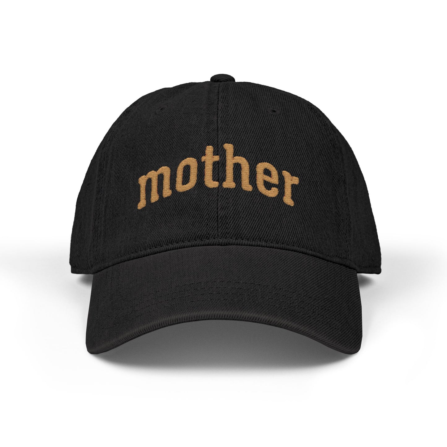 Embroidered "mother" Denim Hat — Casual Mom Baseball Cap, Gift for Mothers (Black)