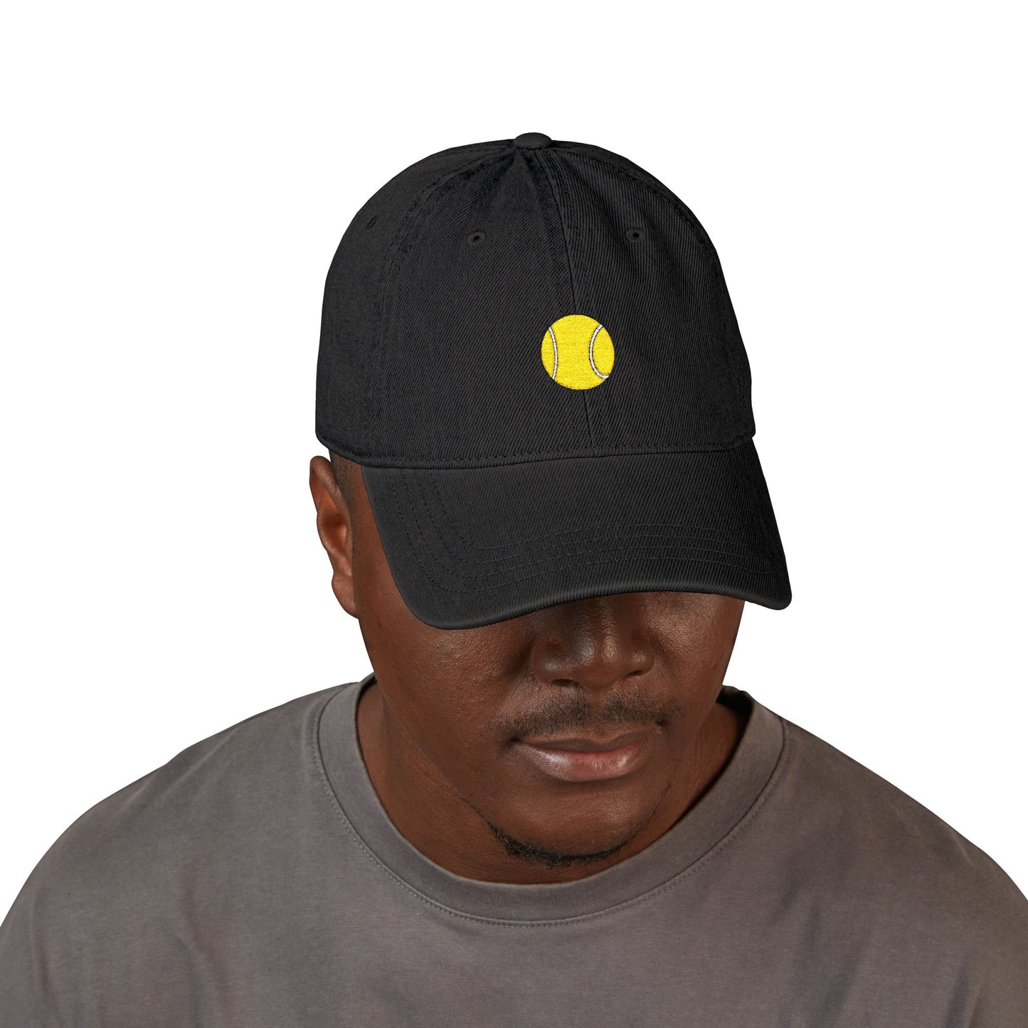 Embroidered Tennis Ball Denim Hat — Casual Sports Cap for Tennis Fans Hats Printify