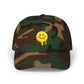 Smiling Melt Dad Cap — Dripping Smiley Embroidered Baseball Hat Hats Printify Green Camo One size