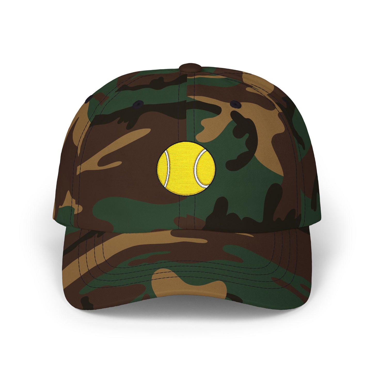 Tennis Ball Dad Cap — Minimal Embroidered Sports Hat Hats Printify Green Camo One size