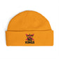 Cuff Beanie — 'No Kings' Streetwear Embroidered Beanie Hats Printify One size Gold
