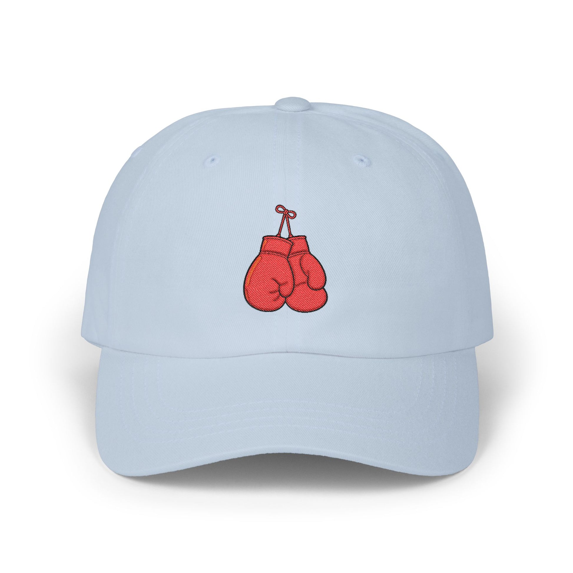Dad Cap with Red Boxing Gloves Embroidery – Vintage Sports Baseball Hat Hats Printify Light Blue One size