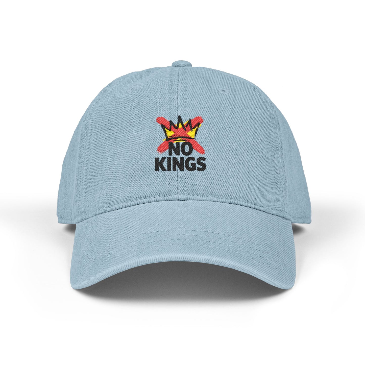 Embroidered Flame Cross Denim Hat - Vintage Streetwear Cap Hats Printify One size Light Blue