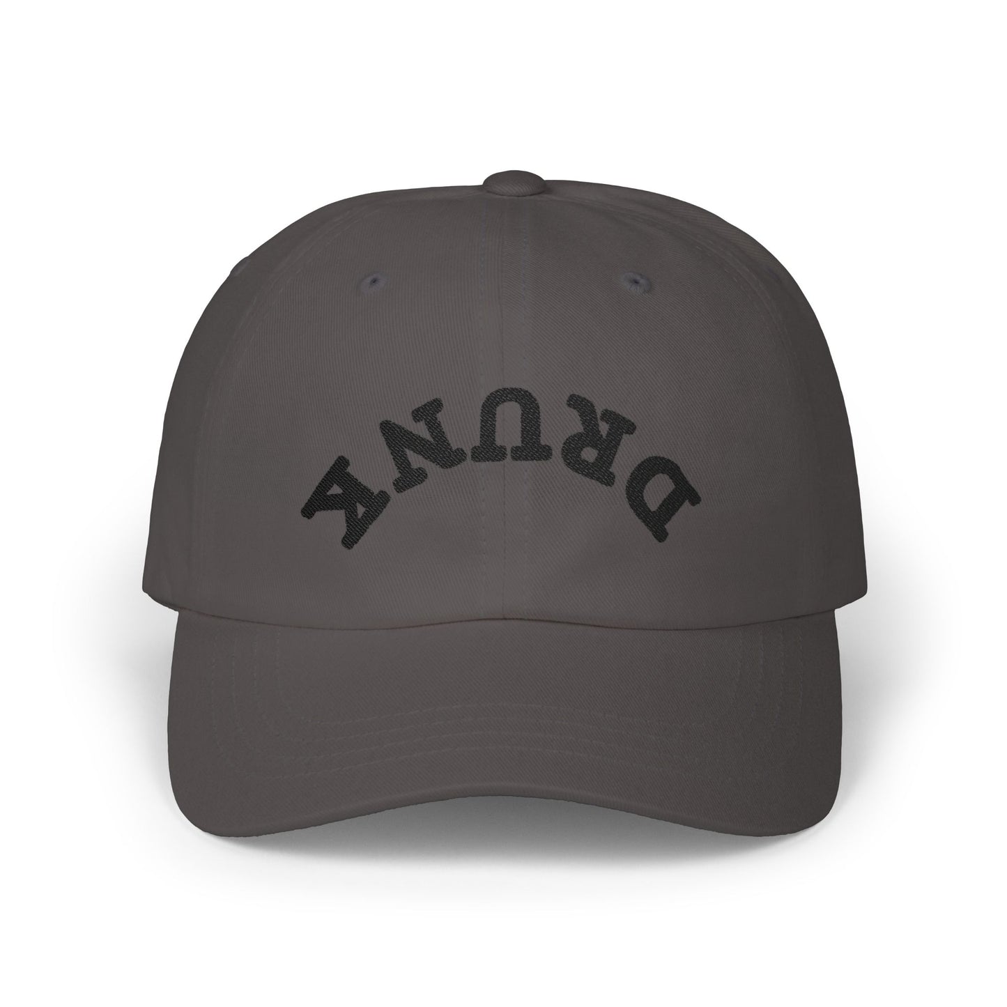 Dad Cap – 'DRUNK' Arch Embroidered White Baseball Hat