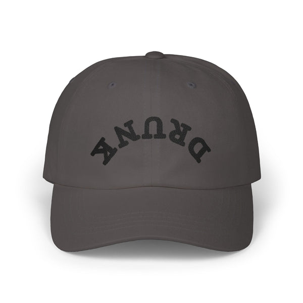 Dad Cap – 'DRUNK' Arch Embroidered White Baseball Hat Hats Printify One size Dark Grey