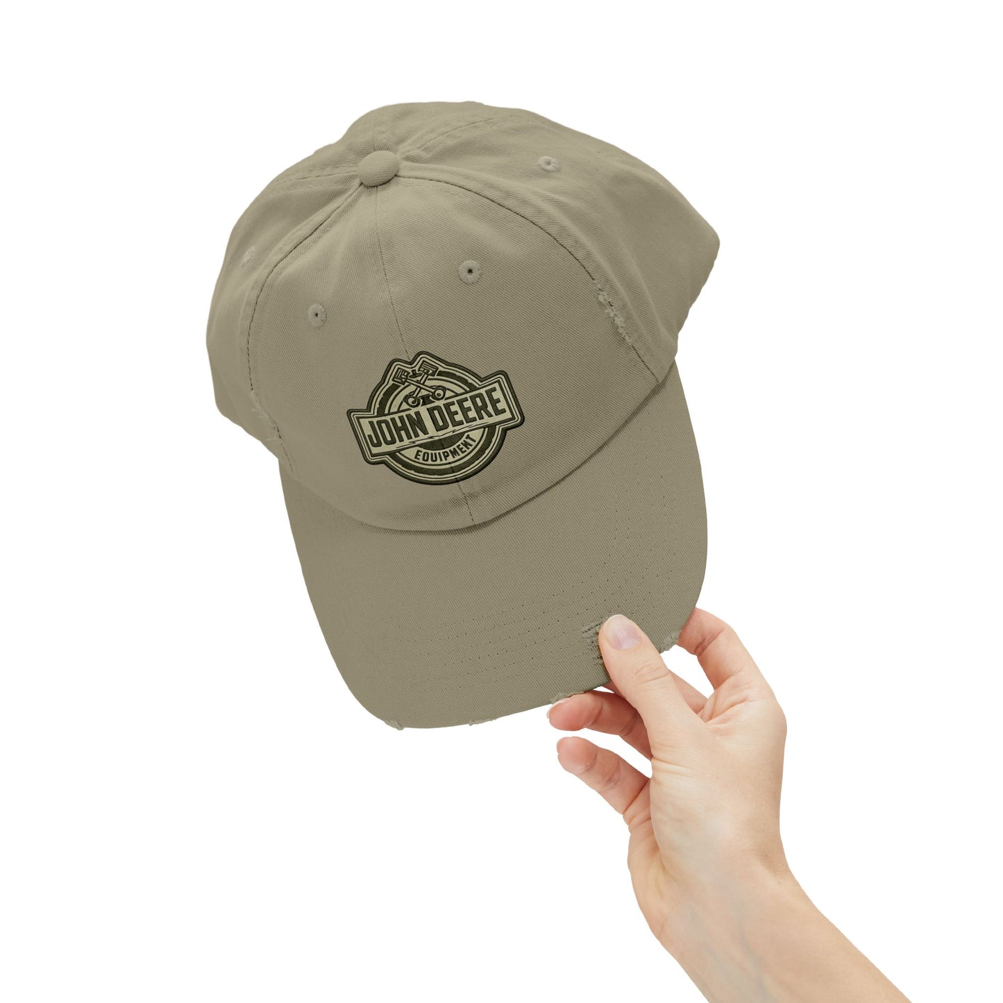 Distressed John Deere Logo Cap — Vintage Farm Equipment Baseball Hat