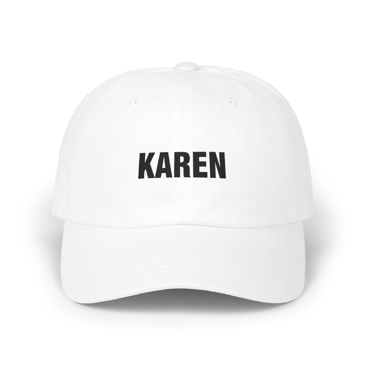 Karen Embroidered Dad Cap — Funny Personalized Name Baseball Hat Hats Printify White One size