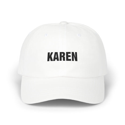 Karen Embroidered Dad Cap — Funny Personalized Name Baseball Hat Hats Printify White One size