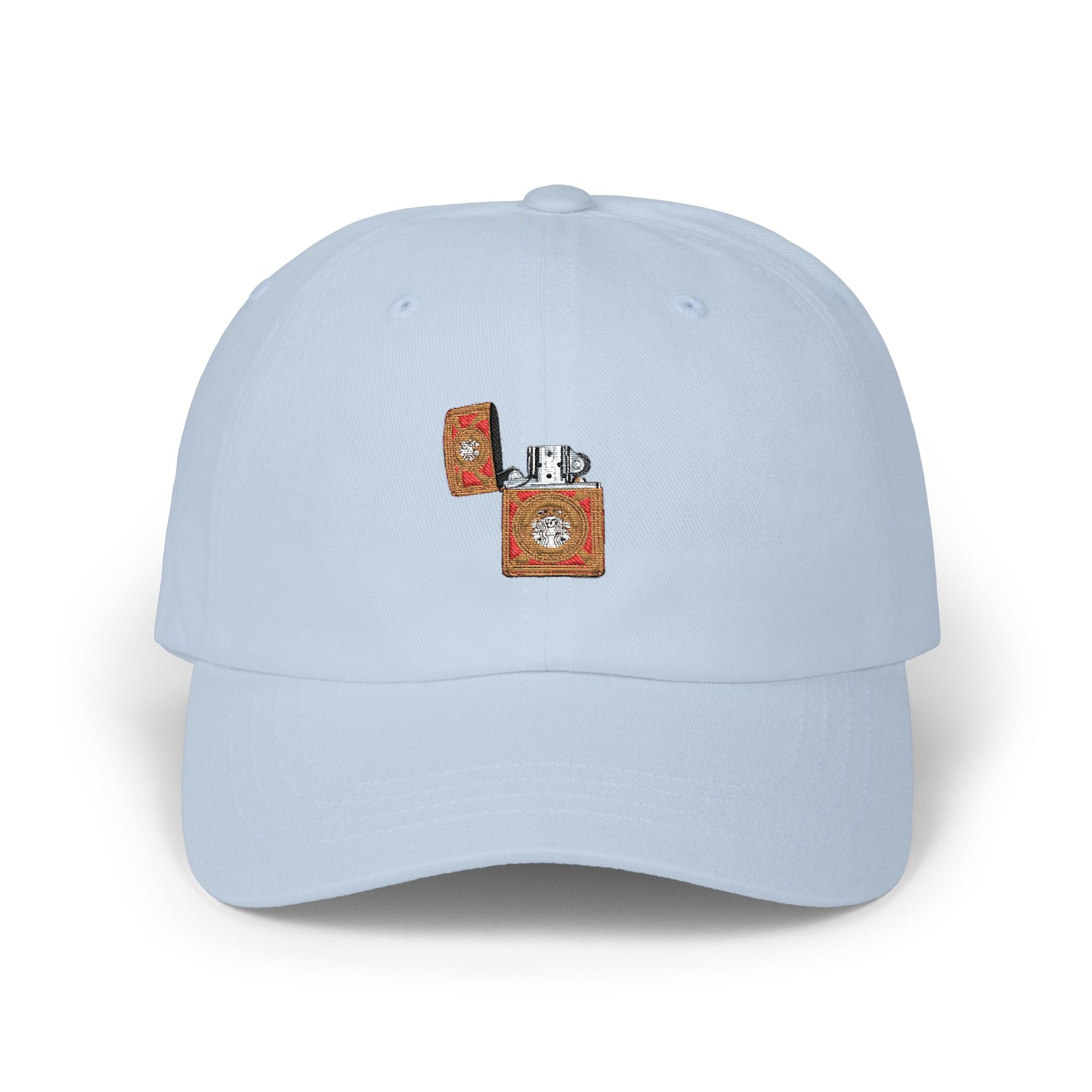Dad Cap - Floral Lighter Patch Embroidered Baseball Hat Hats Printify Light Blue One size