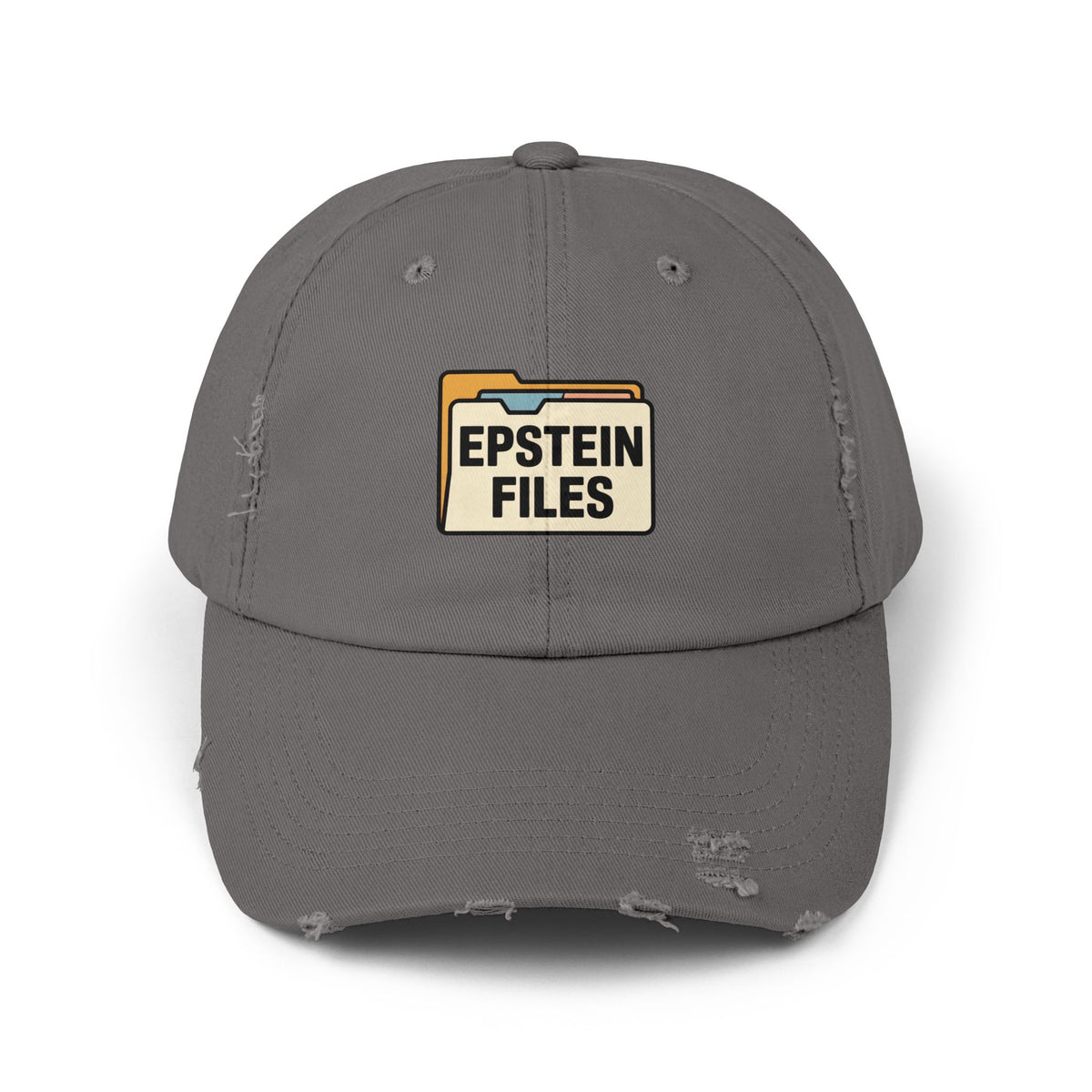 Distressed Cap — "Epstein Files" Vintage Folder Patch Hats Printify Nickel One size