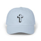 Christian Cross Dad Cap – Embroidered Minimalist Baseball Hat Hats Printify Light Blue One size