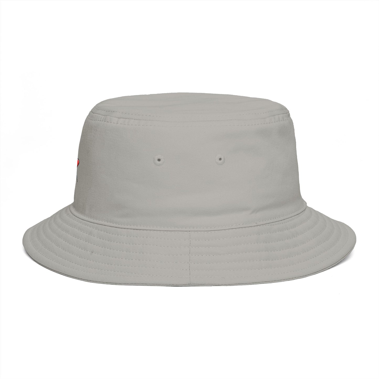 Red Pushpin Embroidered Bucket Hat - Minimal Casual Sun Hat
