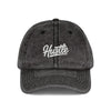 Hustle Embroidered Vintage Baseball Cap — Washed Red Dad Hat Hats Printify One size Black