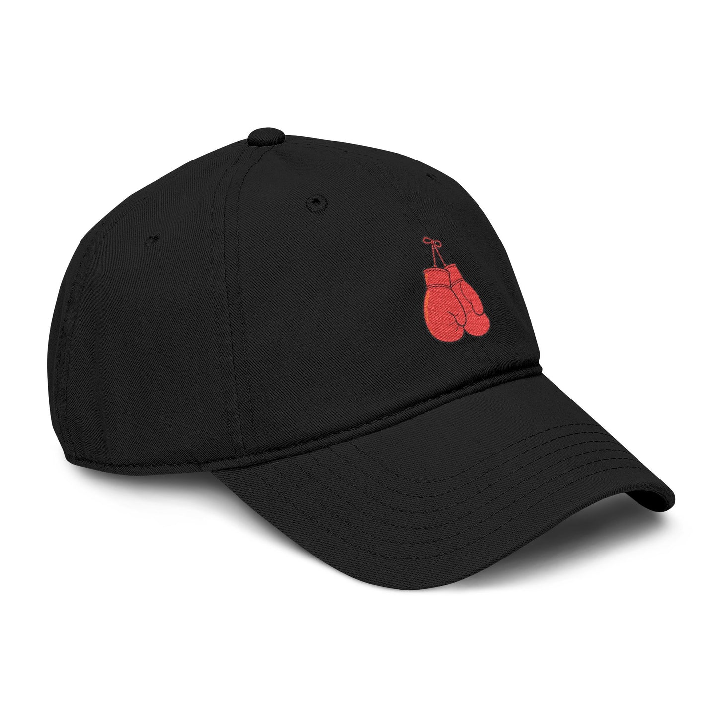 Washed Baseball Cap with Embroidered Red Boxing Gloves — Vintage Sport Dad Hat Hats Printify
