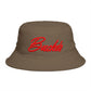 Bucket Hat — Retro Script 'Bucketd' Embroidered Brown Summer Hat