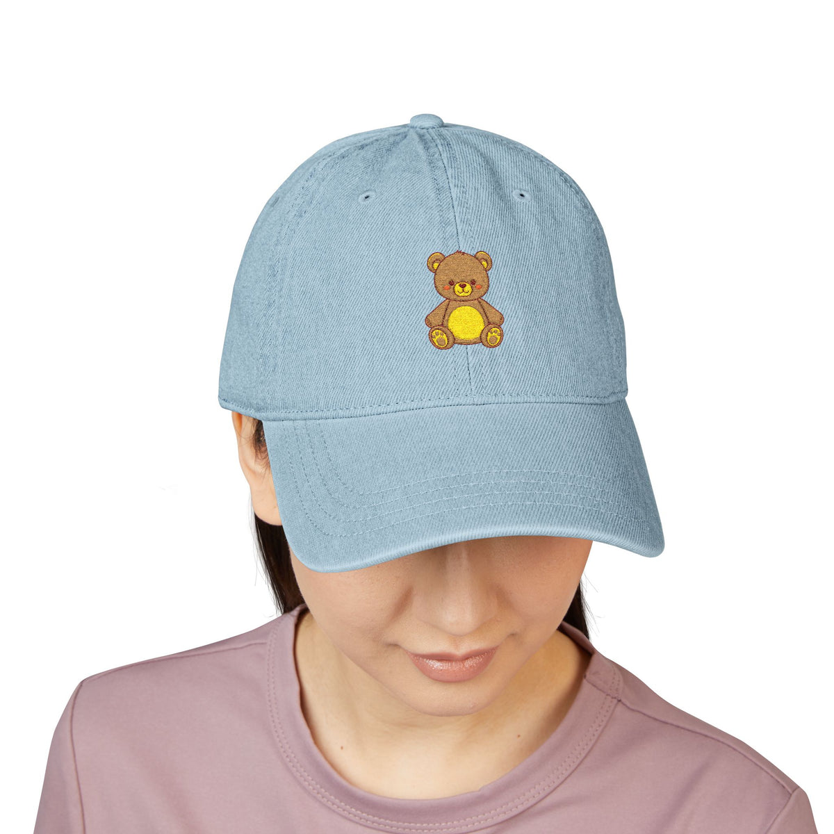 Embroidered Teddy Bear Denim Hat – Cute Vintage Teddy Cap Hats Printify