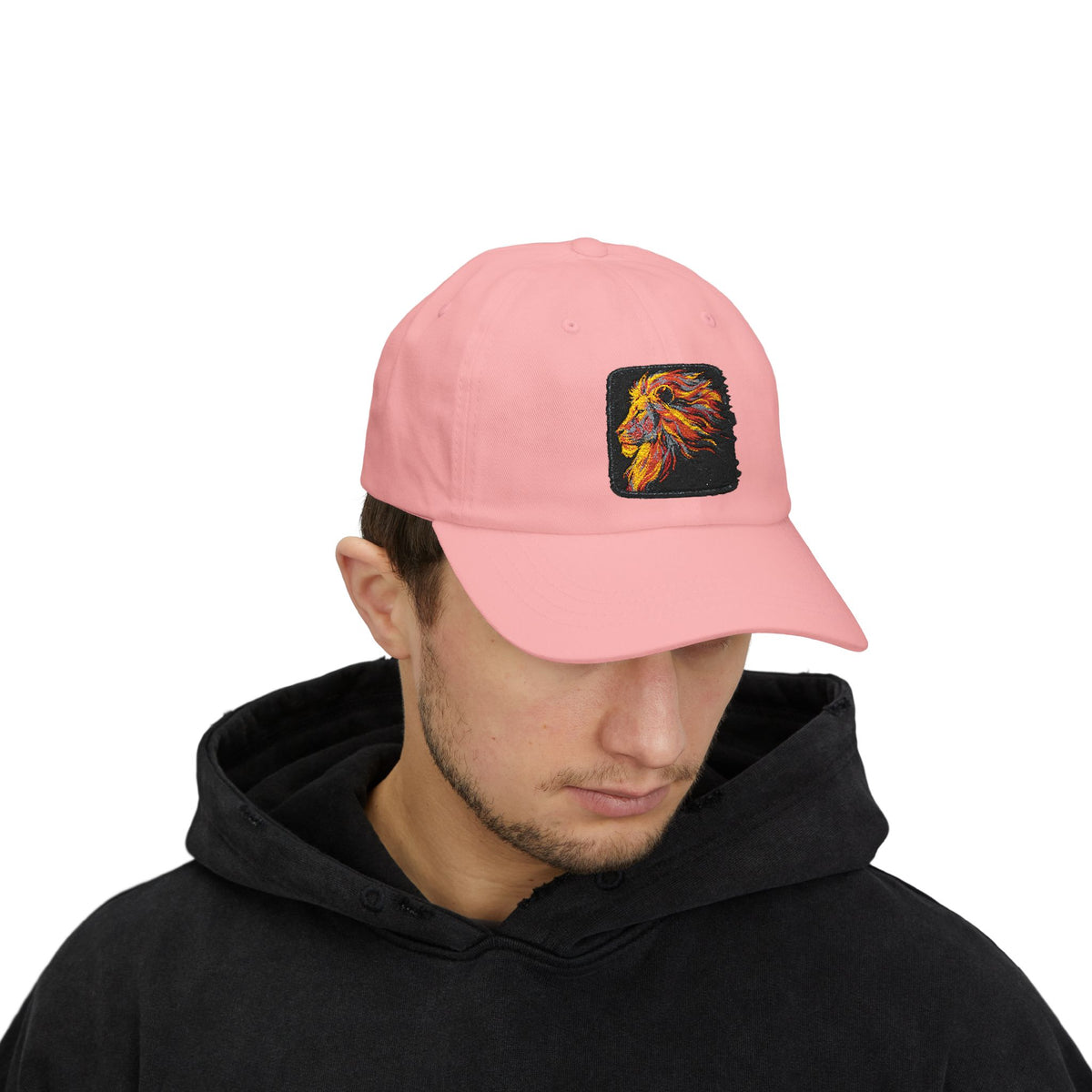 Dad Cap — Embroidered Fiery Lion Patch Baseball Hat