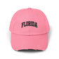 Distressed 'Florida' Baseball Cap — Vintage Black Dad Hat Hats Printify True Pink One size