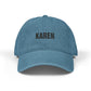 Embroidered 'KAREN' Denim Hat - Classic Adjustable Black Cap Hats Printify One size Blue