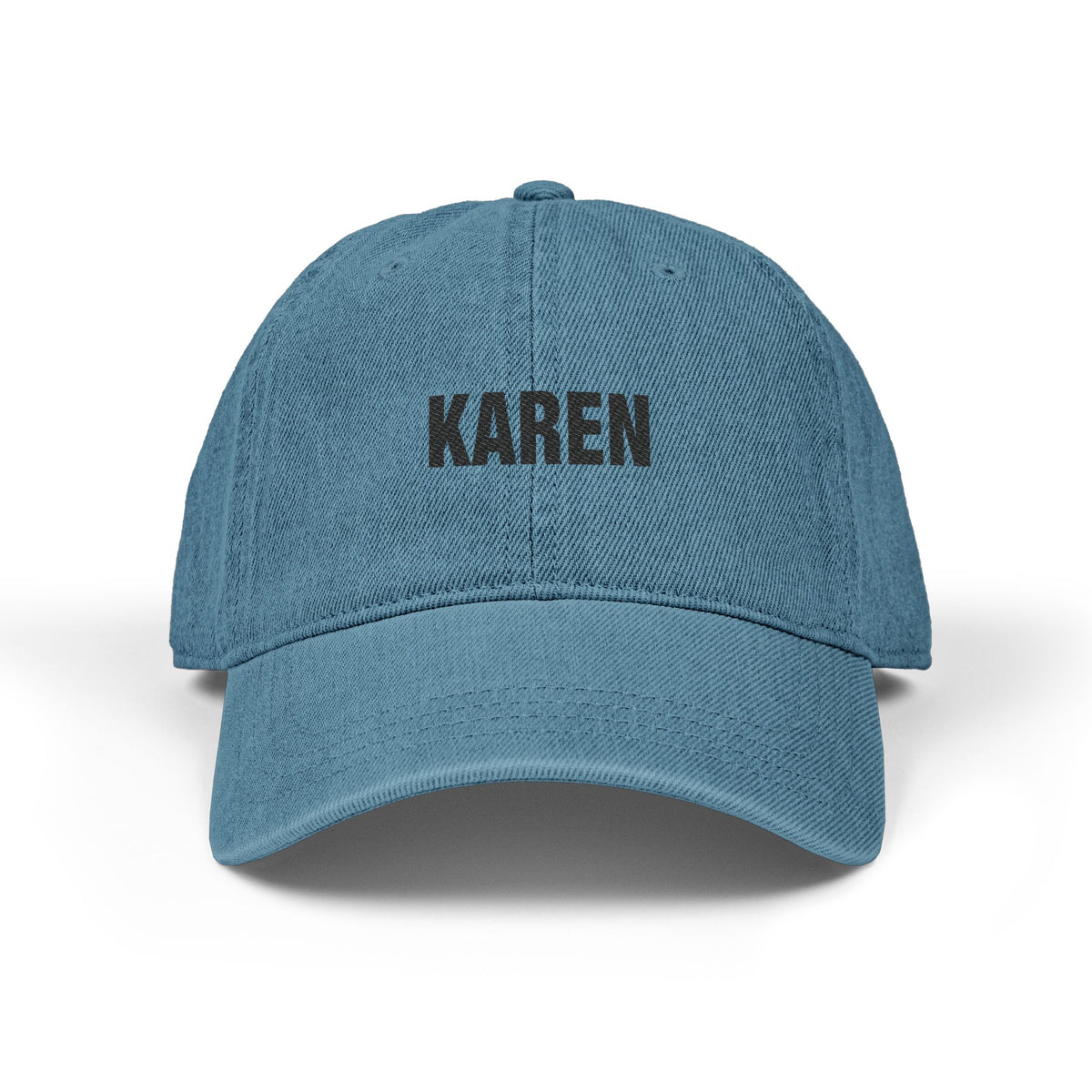 Embroidered 'KAREN' Denim Hat - Classic Adjustable Black Cap Hats Printify One size Blue