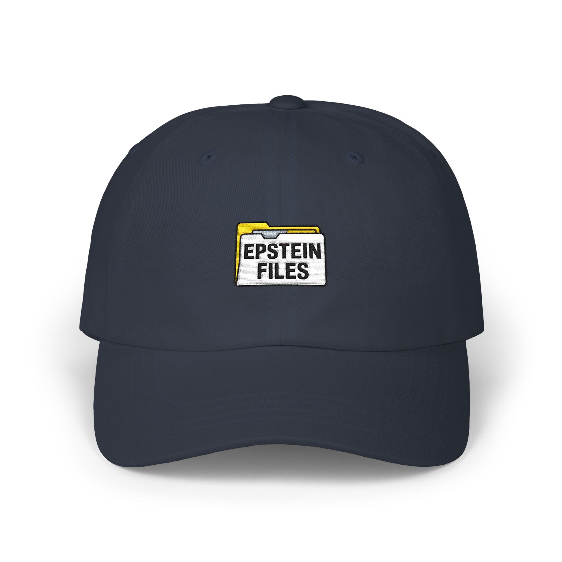 Dad Cap — "Epstein Files" Embroidered Archive Logo Hat Hats Printify Navy One size
