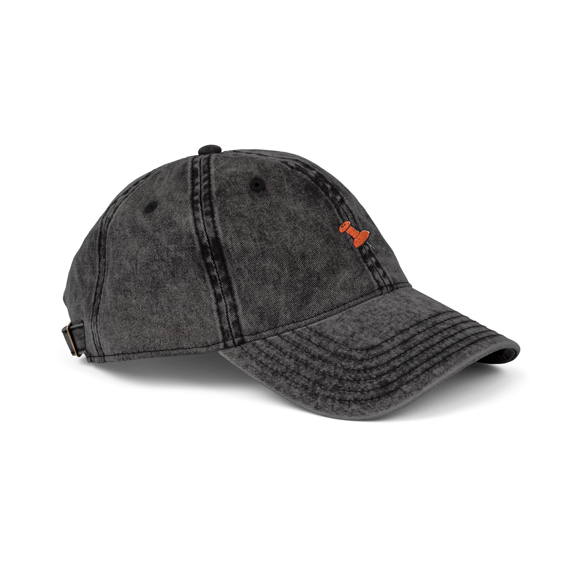 Vintage Embroidered Cap — Retro Washed Baseball Hat with Tiny Fox Patch Hats Printify