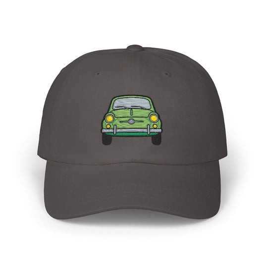 Vintage Green Beetle Dad Cap — Retro Car Baseball Hat Hats Printify Dark Grey One size