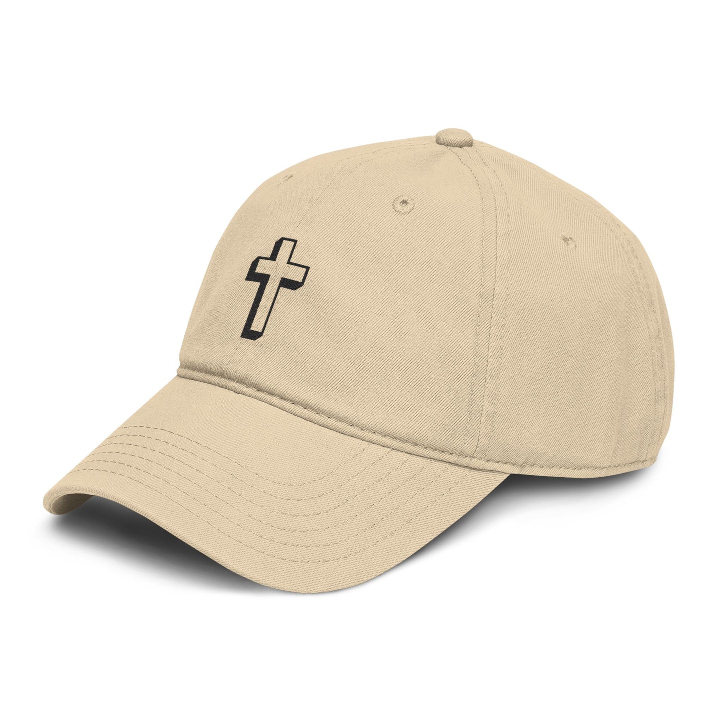 Embroidered Cross Baseball Cap — Washed Cotton Christian Hat Hats Printify