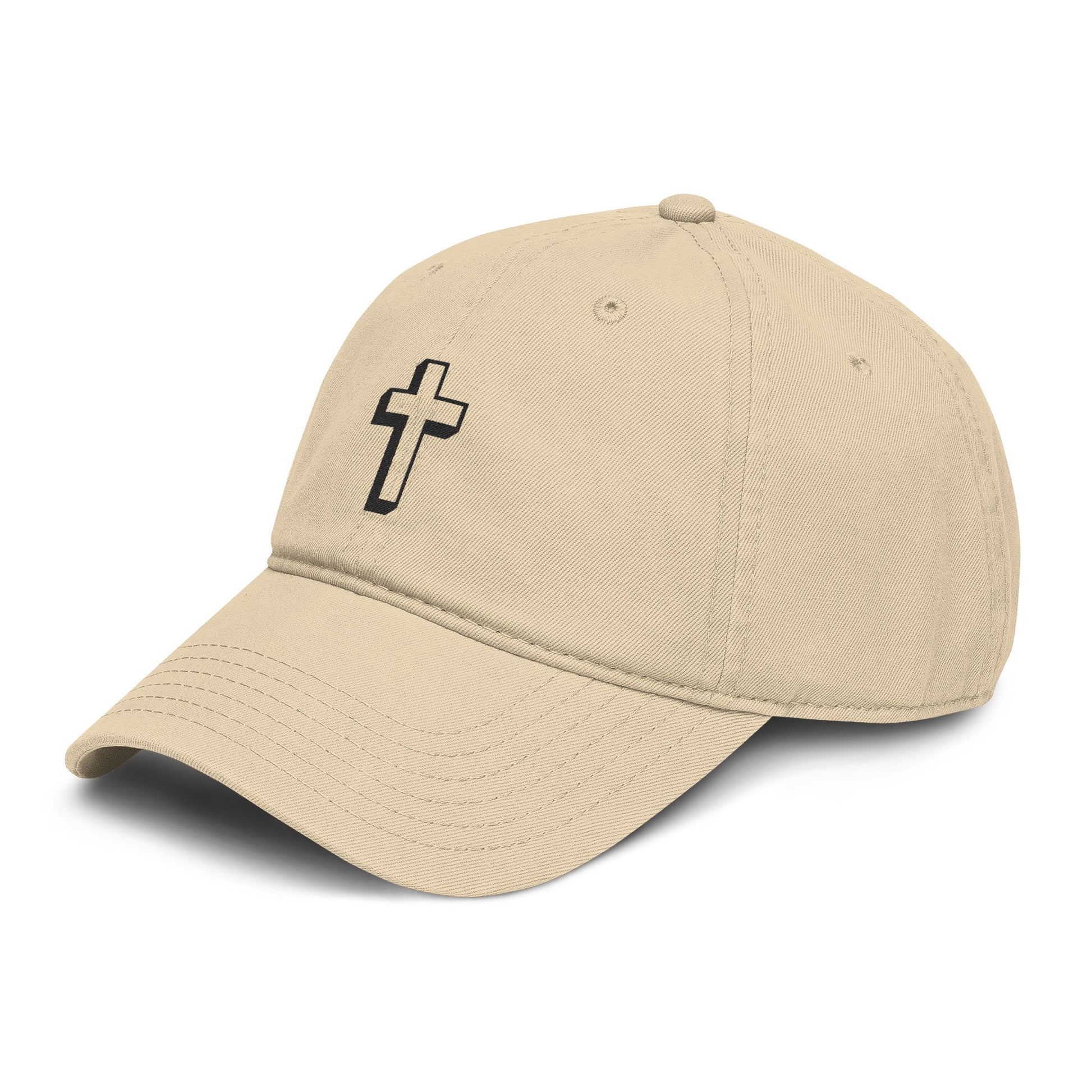 Embroidered Cross Baseball Cap — Washed Cotton Christian Hat Hats Printify
