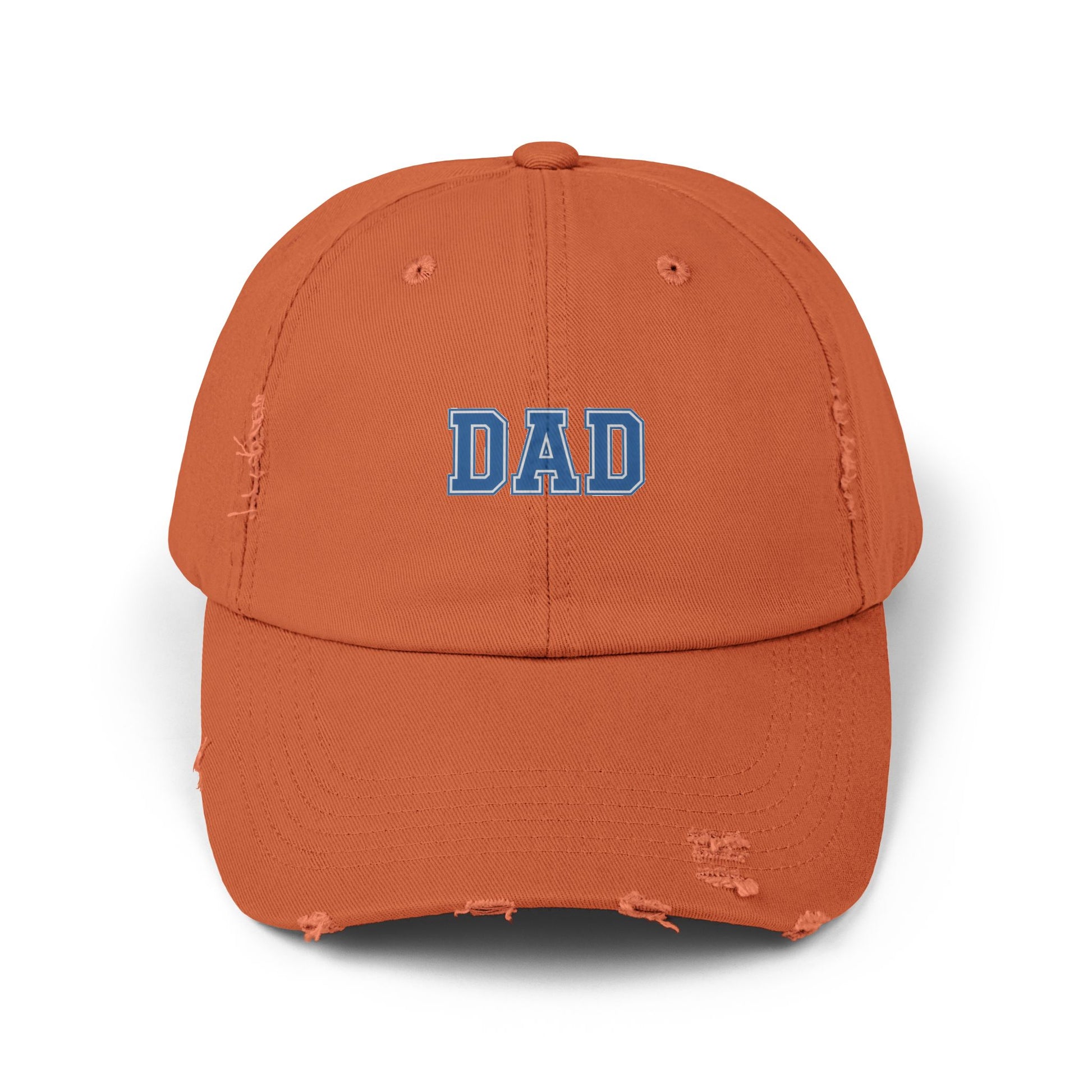 Distressed 'DAD' Baseball Cap - Vintage Dad Hat, Father's Day Gift Hats Printify Burnt Orange One size