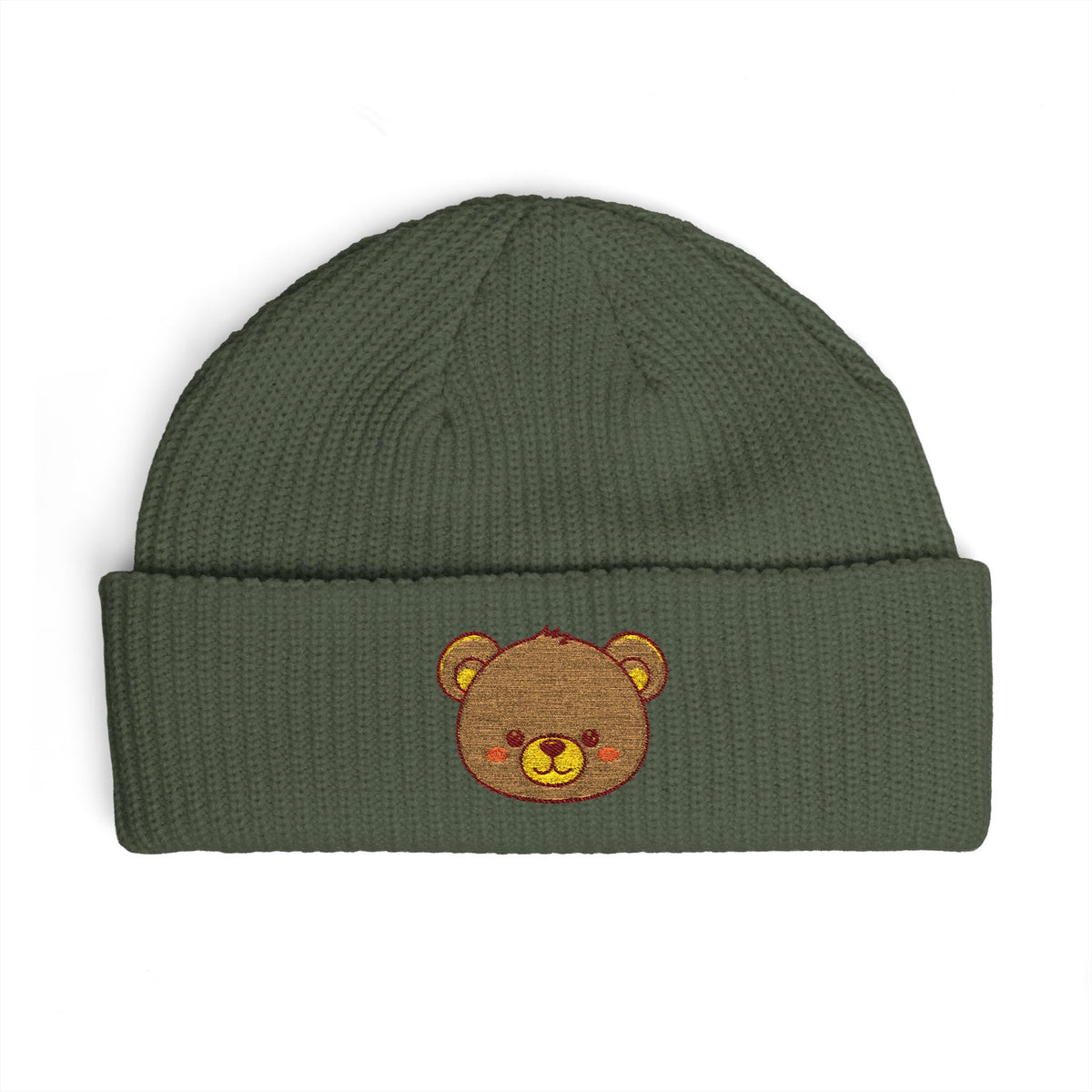 Embroidered Teddy Cuff Beanie — Cute Sequin Bear Knit Hat Hats Printify One size Cypress