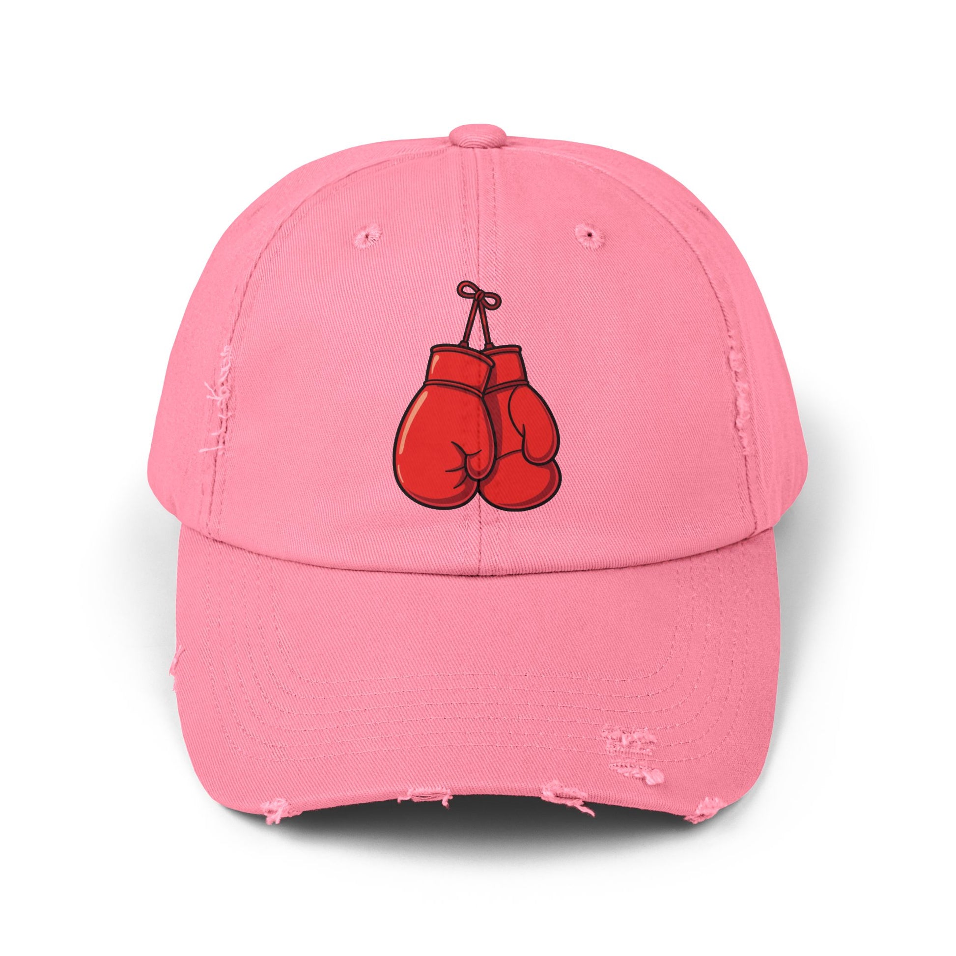 Boxing Gloves Distressed Cap - Red Gloves Dad Hat Hats Printify True Pink One size