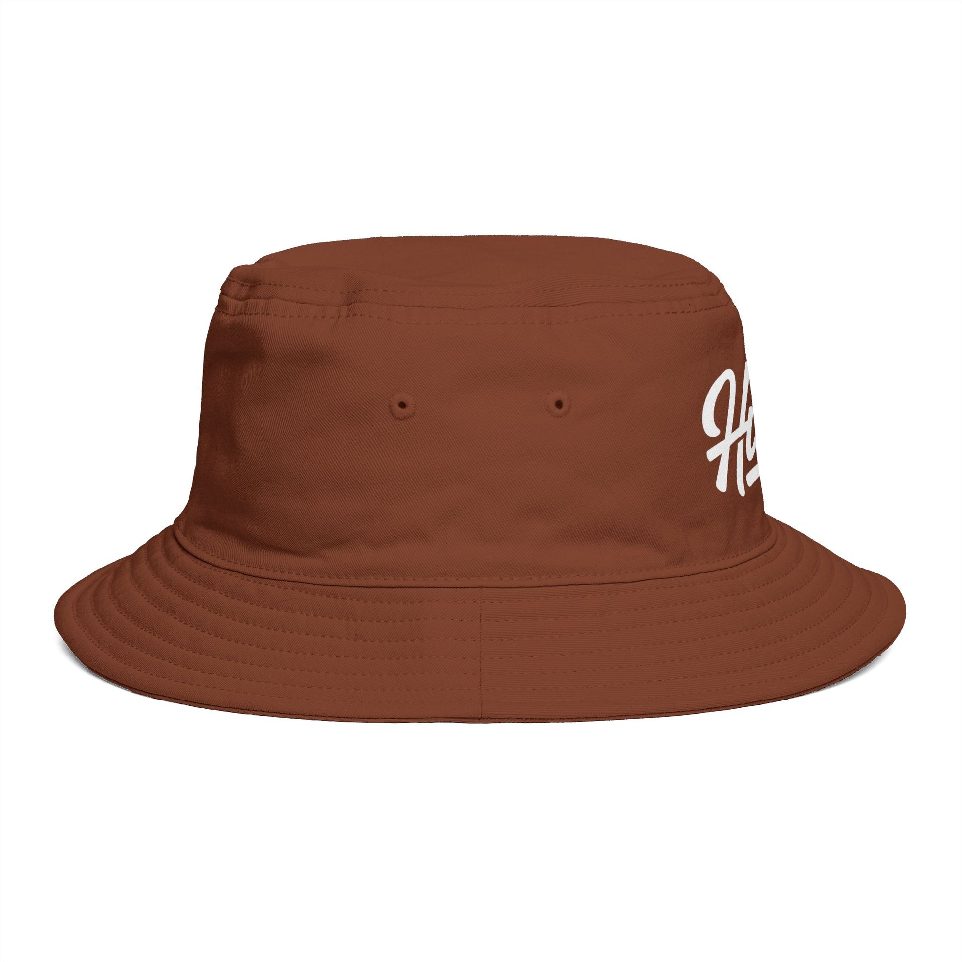 Hustle Embroidered Bucket Hat — Retro Script Streetwear Cap Hats Printify
