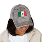 Vintage Mexican Flag Embroidered Cap — Distressed Gray Baseball Hat Hats Printify
