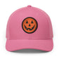 Halloween Pumpkin Jack-O’-Lantern Trucker Cap Hats Printify Circle One size Pink / Black patch