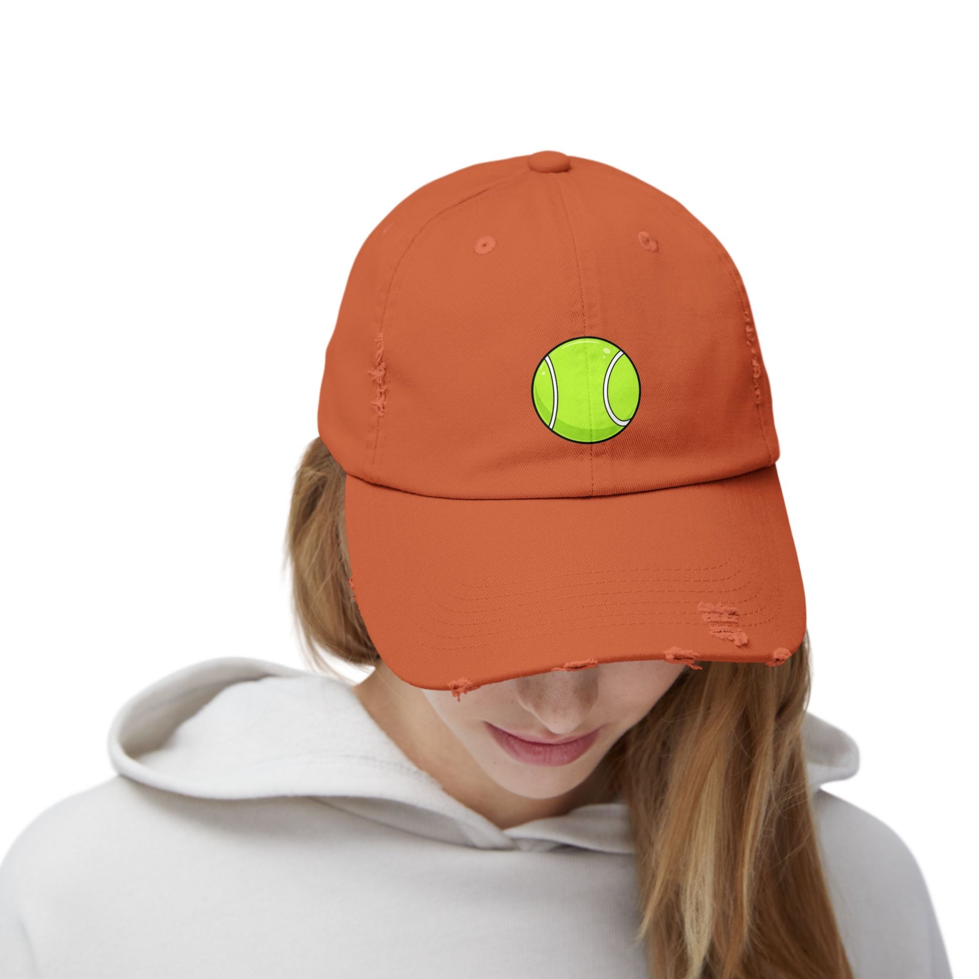 Distressed Tennis Ball Cap — Vintage Sport Dad Hat Hats Printify