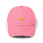 Distressed Black Cap with Golden Leaf Embroidery — Casual Fall Baseball Hat Hats Printify True Pink One size