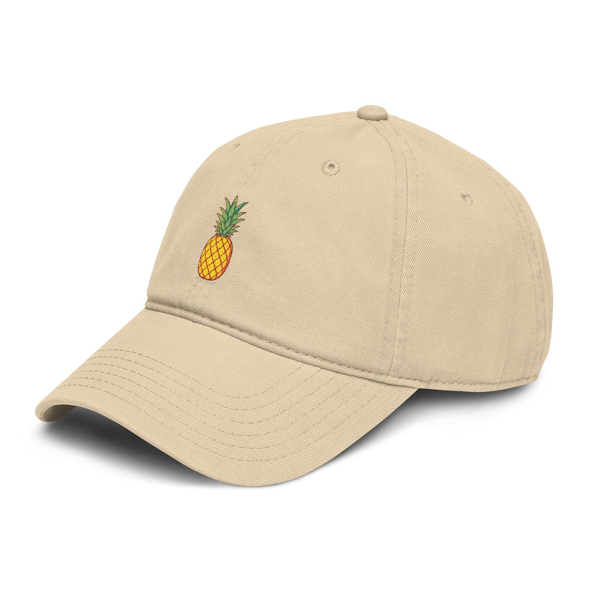 Pineapple Embroidered Washed Baseball Cap Hats Printify