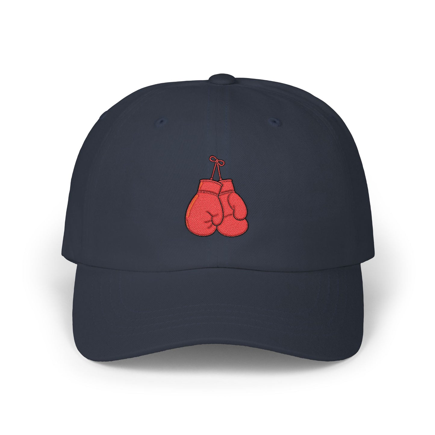 Dad Cap with Red Boxing Gloves Embroidery – Vintage Sports Baseball Hat Hats Printify Navy One size