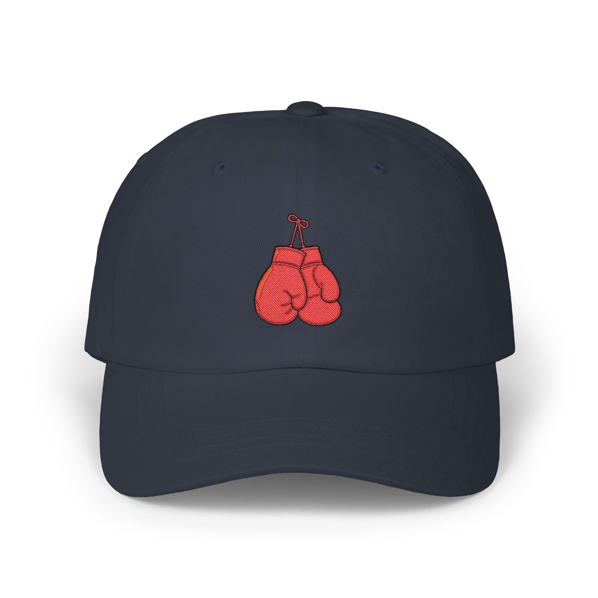 Dad Cap with Red Boxing Gloves Embroidery – Vintage Sports Baseball Hat Hats Printify Navy One size