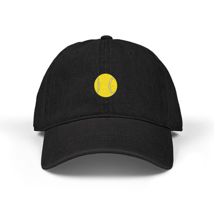 Embroidered Tennis Ball Denim Hat — Casual Sports Cap for Tennis Fans Hats Printify One size Black