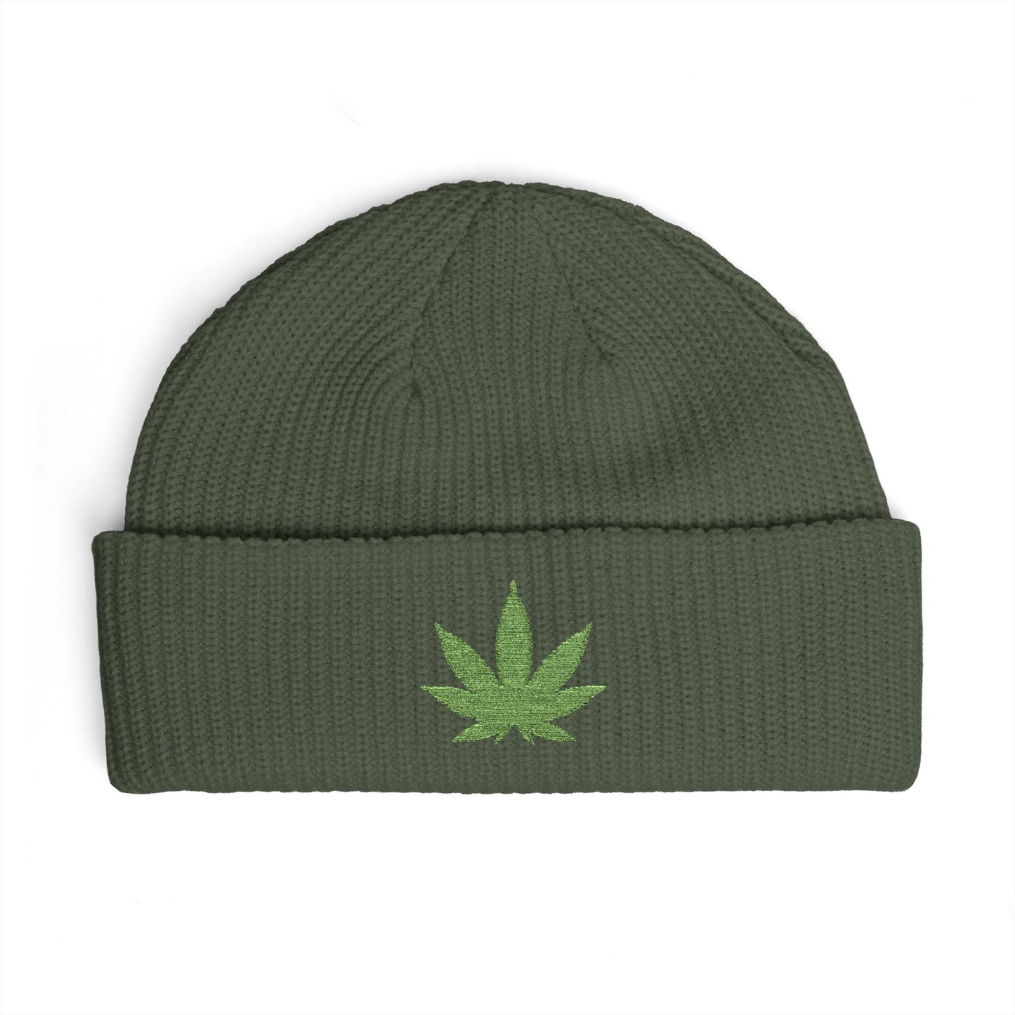 Embroidered Glitter Cannabis Leaf Cuff Beanie Hats Printify One size Cypress