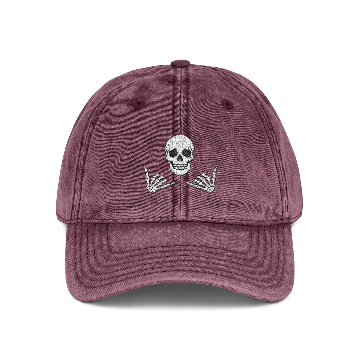 Dead Chill – Skull & Skeleton Hands Baseball Cap Hats Printify One size Maroon