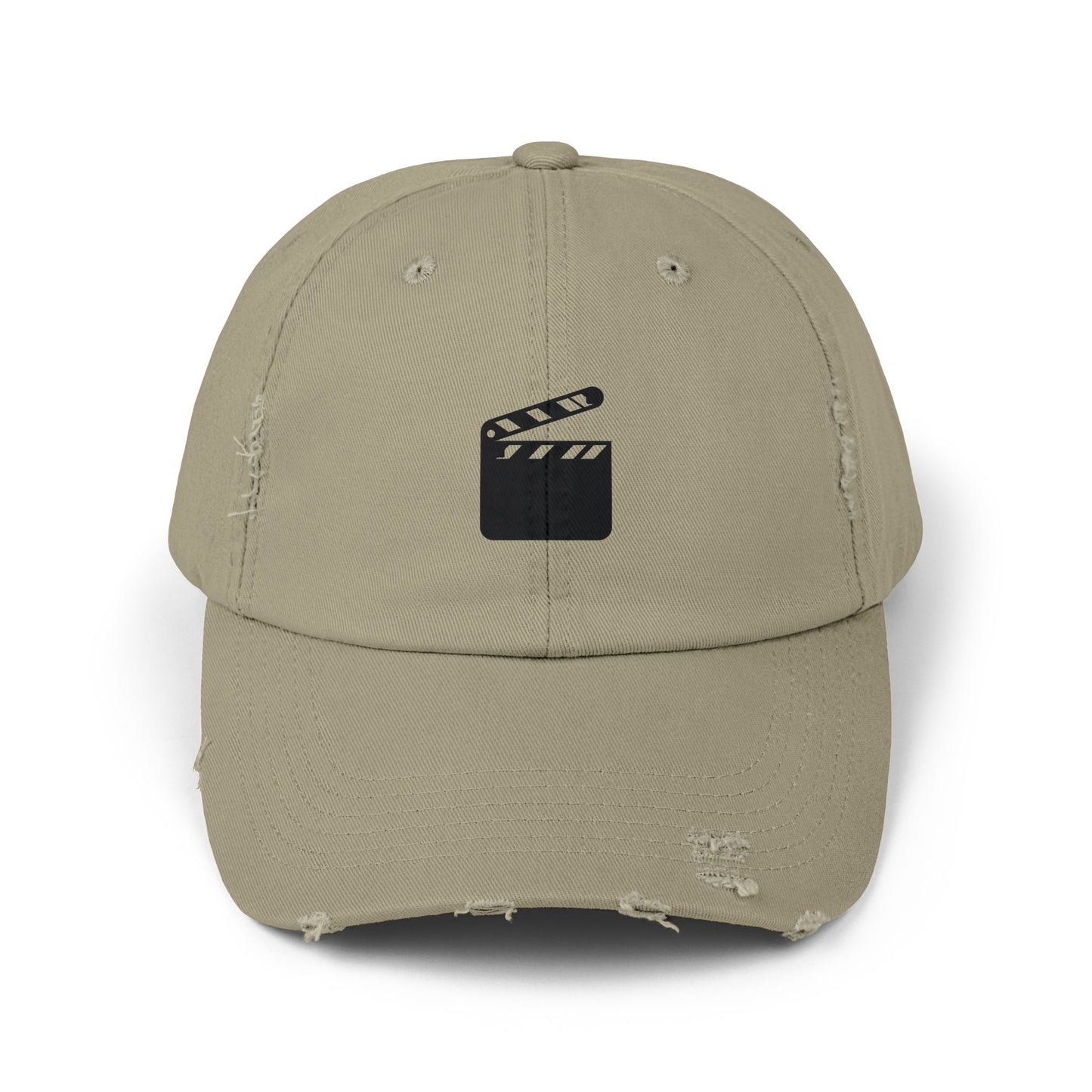 Distressed Black Baseball Cap — Vintage Ripped Dad Hat Hats Printify Light Olive One size