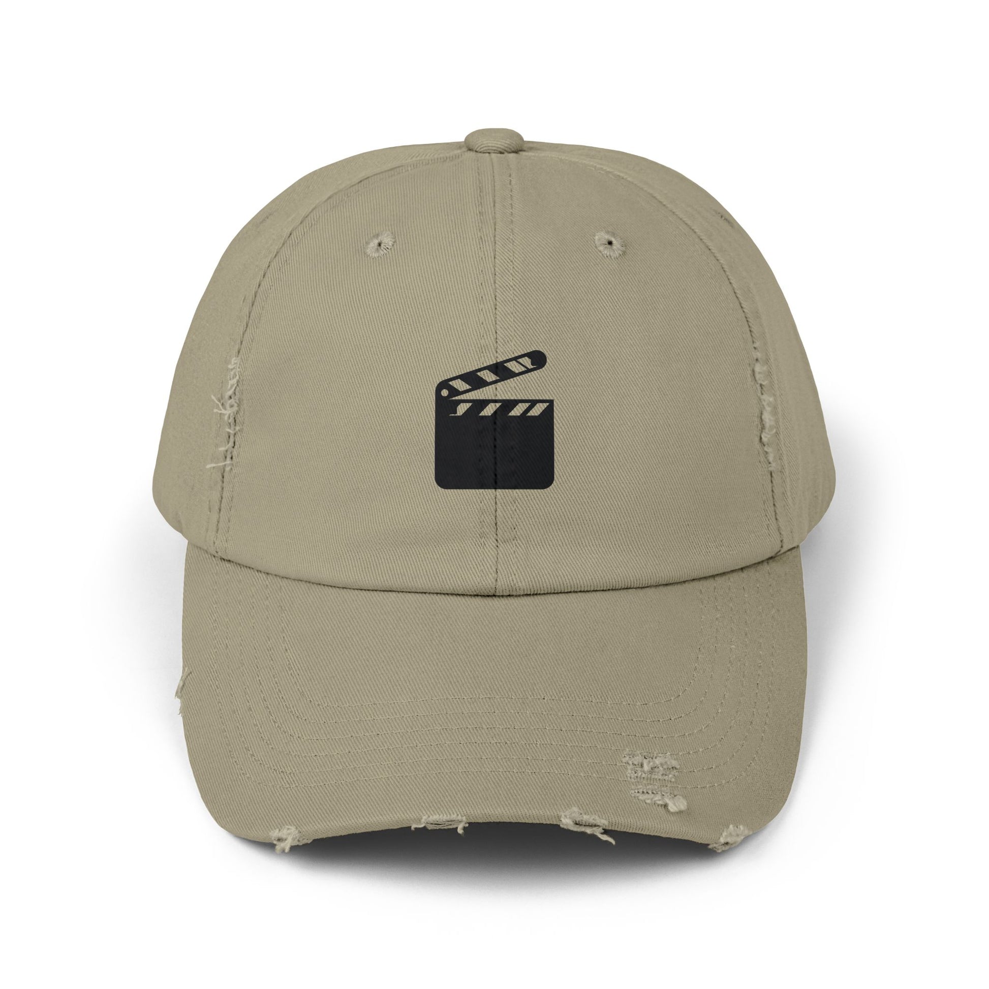 Distressed Black Baseball Cap — Vintage Ripped Dad Hat Hats Printify Light Olive One size