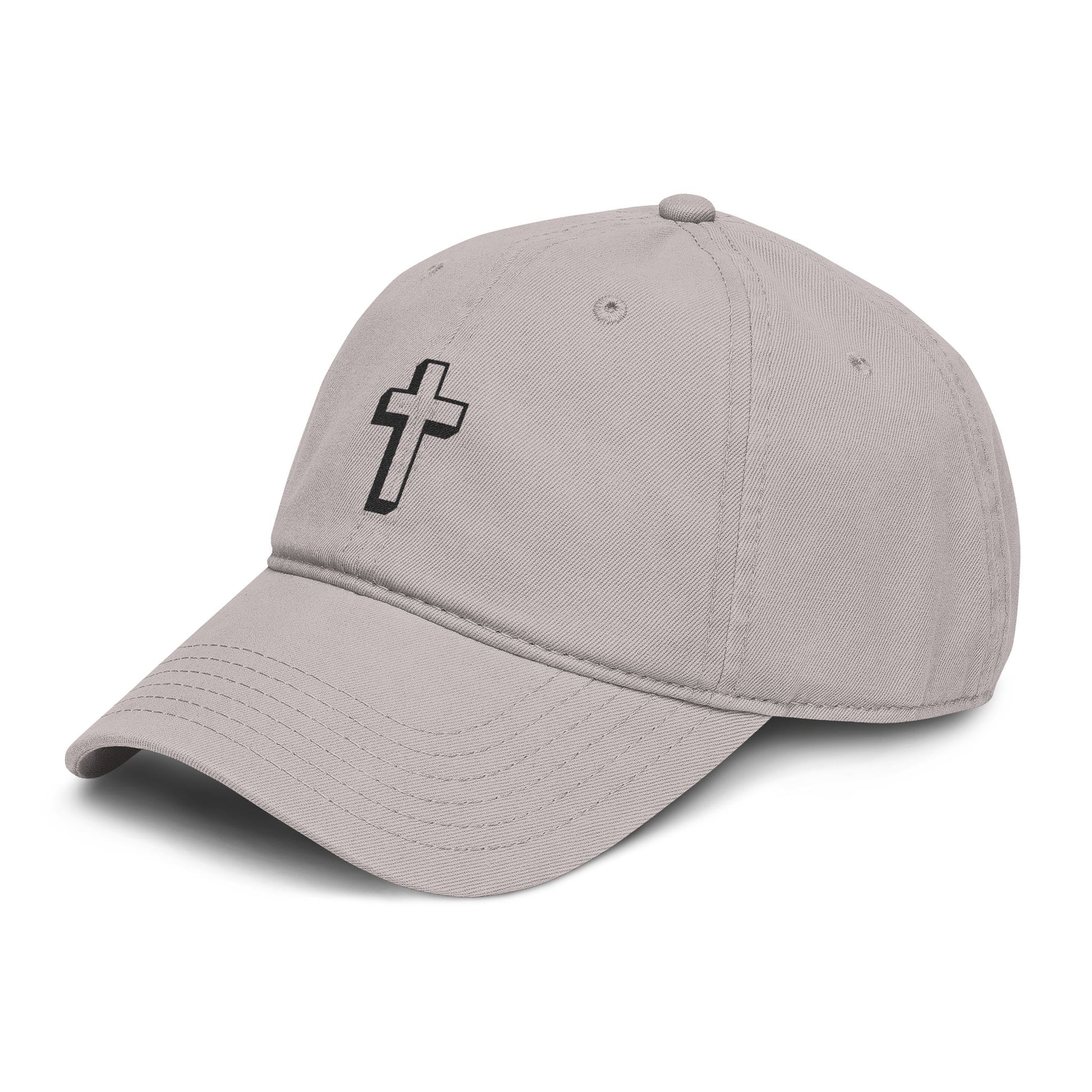 Embroidered Cross Baseball Cap — Washed Cotton Christian Hat Hats Printify